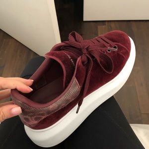 burgundy velvet alexander mcqueen sneakers